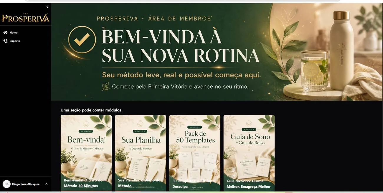 Área de membros real do Método 40 Minutos